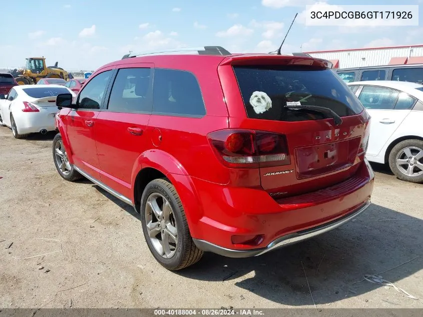 2016 Dodge Journey Crossroad Plus VIN: 3C4PDCGB6GT171926 Lot: 40188004