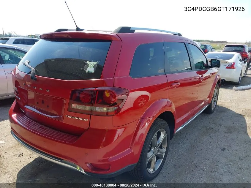 2016 Dodge Journey Crossroad Plus VIN: 3C4PDCGB6GT171926 Lot: 40188004