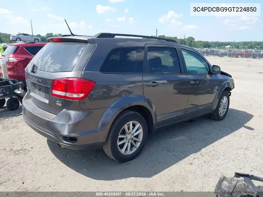 2016 Dodge Journey Sxt VIN: 3C4PDCBG9GT224850 Lot: 40205057