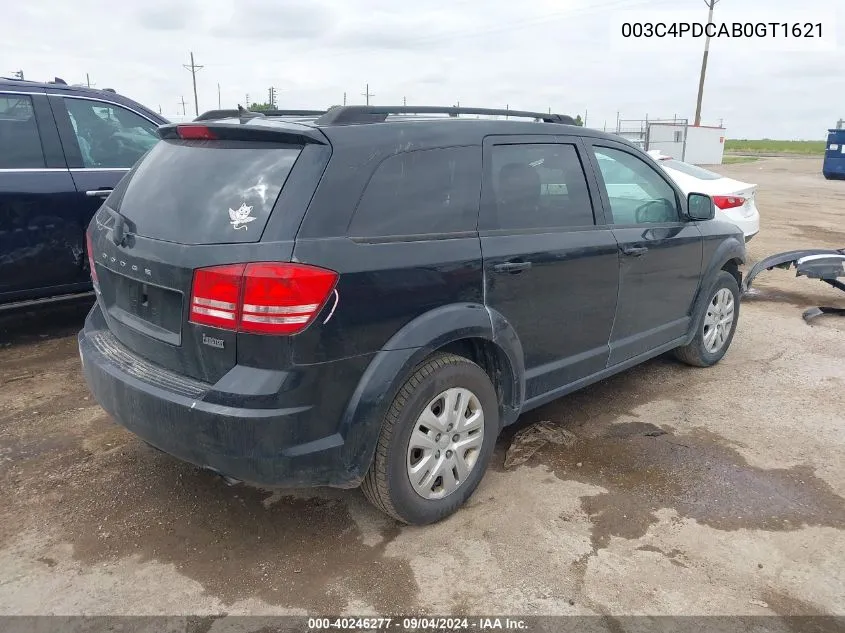 2016 Dodge Journey Se VIN: 003C4PDCAB0GT1621 Lot: 40246277