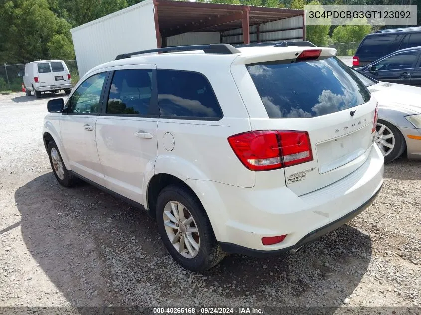 2016 Dodge Journey Sxt VIN: 3C4PDCBG3GT123092 Lot: 40265168