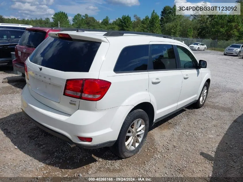 2016 Dodge Journey Sxt VIN: 3C4PDCBG3GT123092 Lot: 40265168