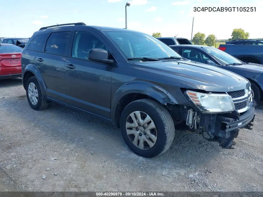 2016 Dodge Journey Se VIN: 3C4PDCAB9GT105251 Lot: 40296979