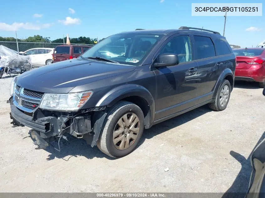 2016 Dodge Journey Se VIN: 3C4PDCAB9GT105251 Lot: 40296979