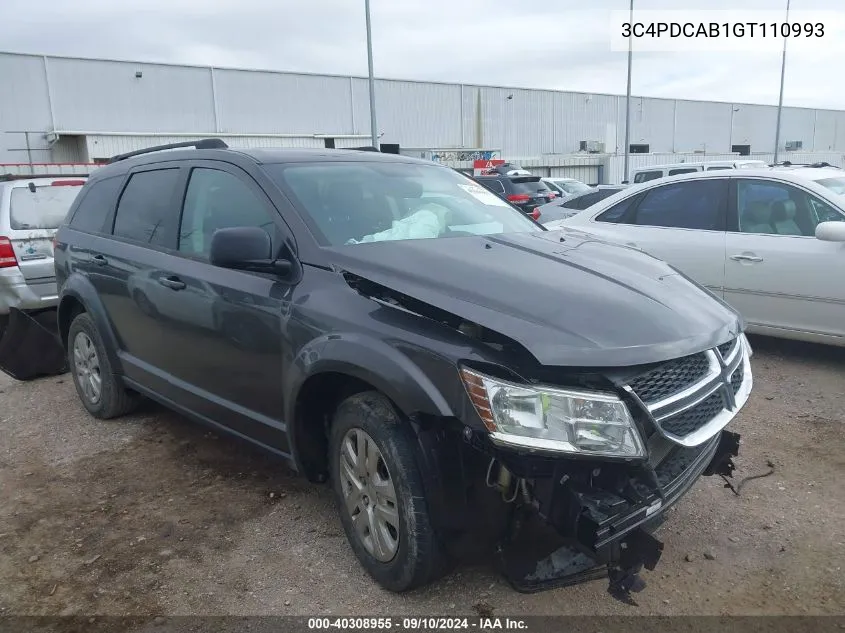 2016 Dodge Journey Se VIN: 3C4PDCAB1GT110993 Lot: 40308955