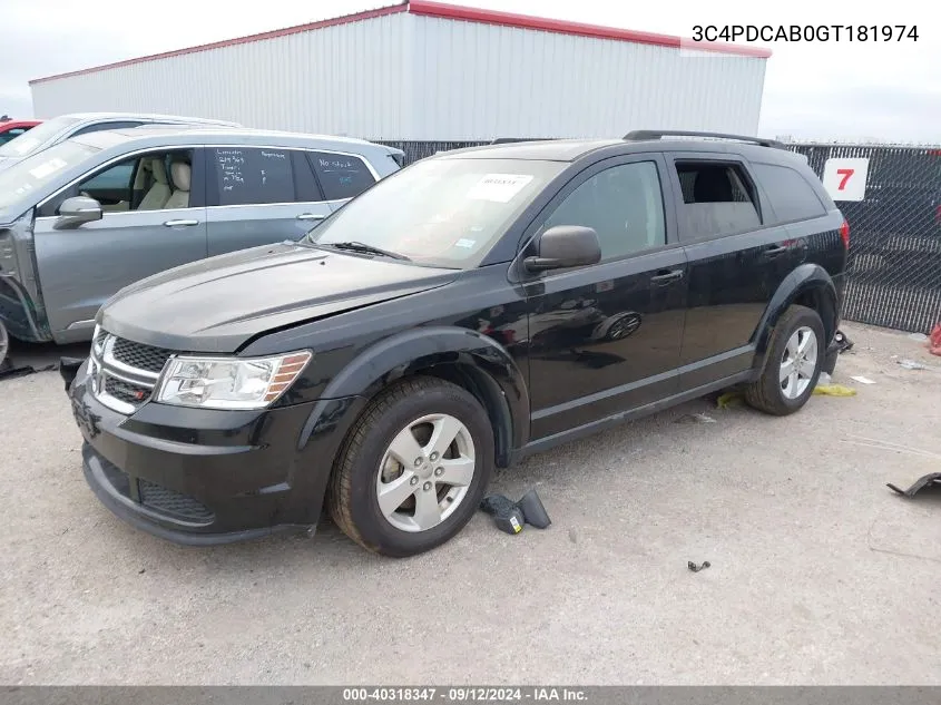 3C4PDCAB0GT181974 2016 Dodge Journey Se