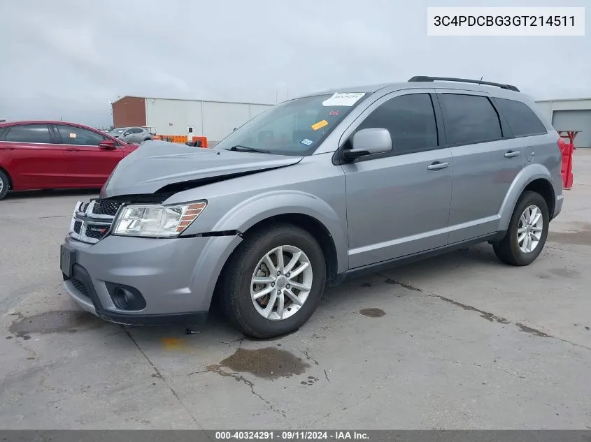 2016 Dodge Journey Sxt VIN: 3C4PDCBG3GT214511 Lot: 40324291