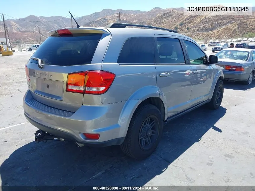 2016 Dodge Journey Sxt VIN: 3C4PDDBG6GT151345 Lot: 40328098