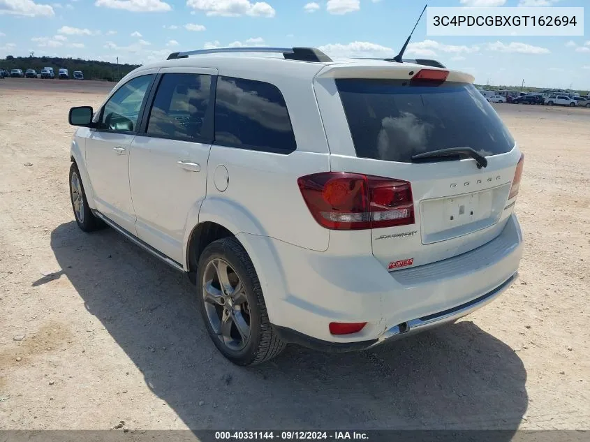 2016 Dodge Journey Crossroad VIN: 3C4PDCGBXGT162694 Lot: 40331144