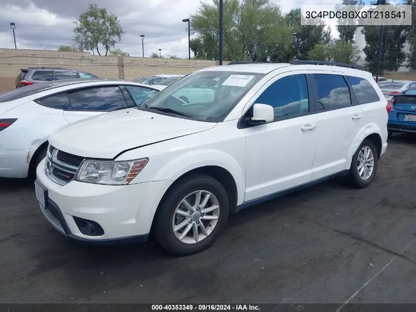 2016 Dodge Journey Sxt VIN: 3C4PDCBGXGT218541 Lot: 40353349