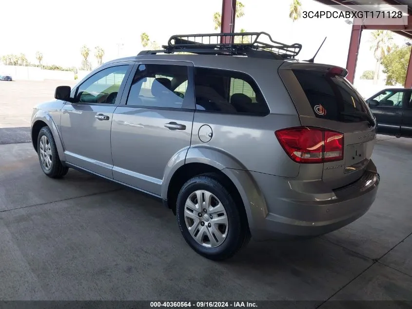 2016 Dodge Journey Se VIN: 3C4PDCABXGT171128 Lot: 40360564