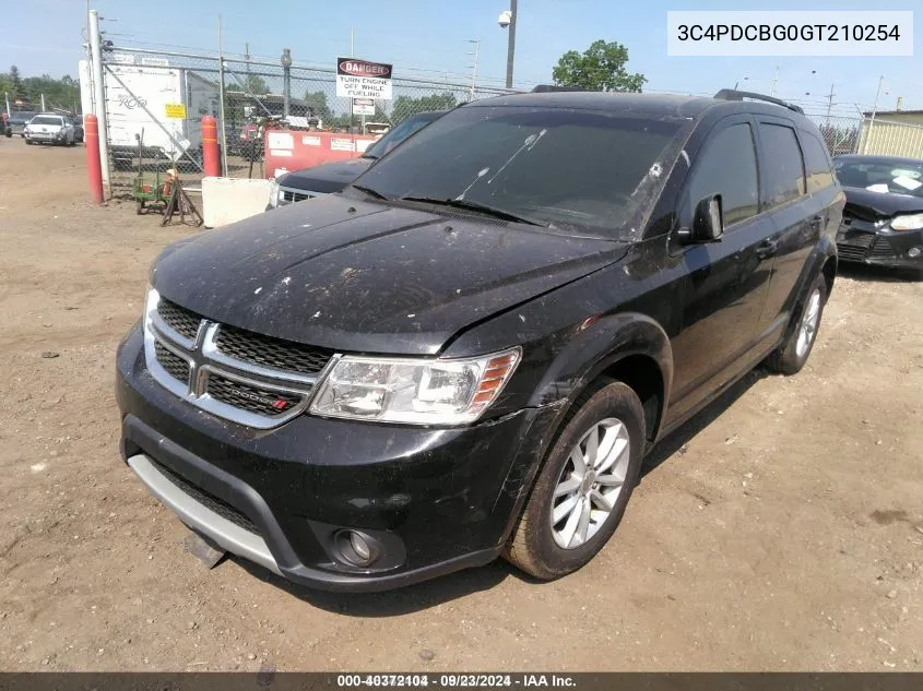 2016 Dodge Journey Sxt VIN: 3C4PDCBG0GT210254 Lot: 40372104