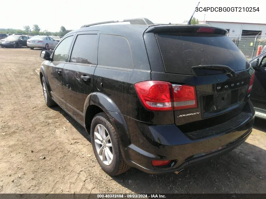 2016 Dodge Journey Sxt VIN: 3C4PDCBG0GT210254 Lot: 40372104