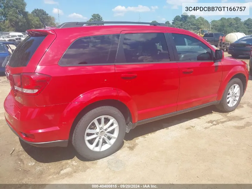 2016 Dodge Journey Sxt VIN: 3C4PDCBB7GT166757 Lot: 40400815