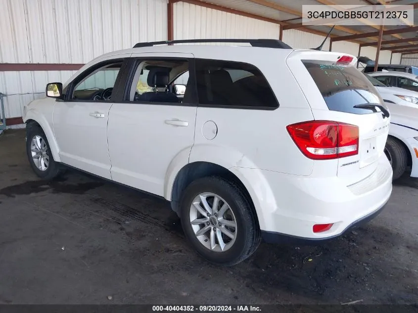 2016 Dodge Journey Sxt VIN: 3C4PDCBB5GT212375 Lot: 40404352