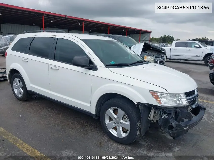 2016 Dodge Journey Se VIN: 3C4PDCAB6GT101366 Lot: 40410168