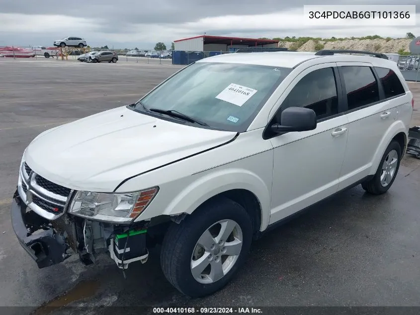 2016 Dodge Journey Se VIN: 3C4PDCAB6GT101366 Lot: 40410168