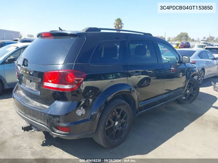 2016 Dodge Journey Sxt VIN: 3C4PDCBG4GT153850 Lot: 40416230