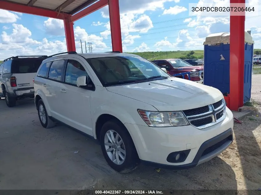 2016 Dodge Journey Sxt VIN: 3C4PDCBG2GT206464 Lot: 40422367