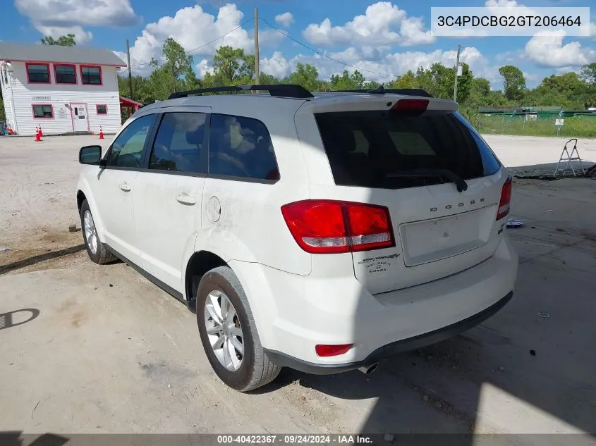 2016 Dodge Journey Sxt VIN: 3C4PDCBG2GT206464 Lot: 40422367