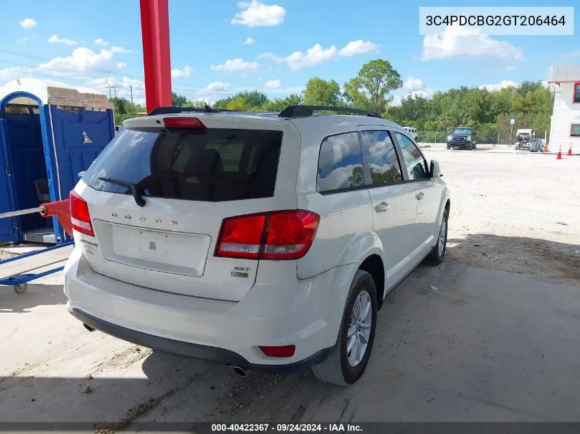 2016 Dodge Journey Sxt VIN: 3C4PDCBG2GT206464 Lot: 40422367