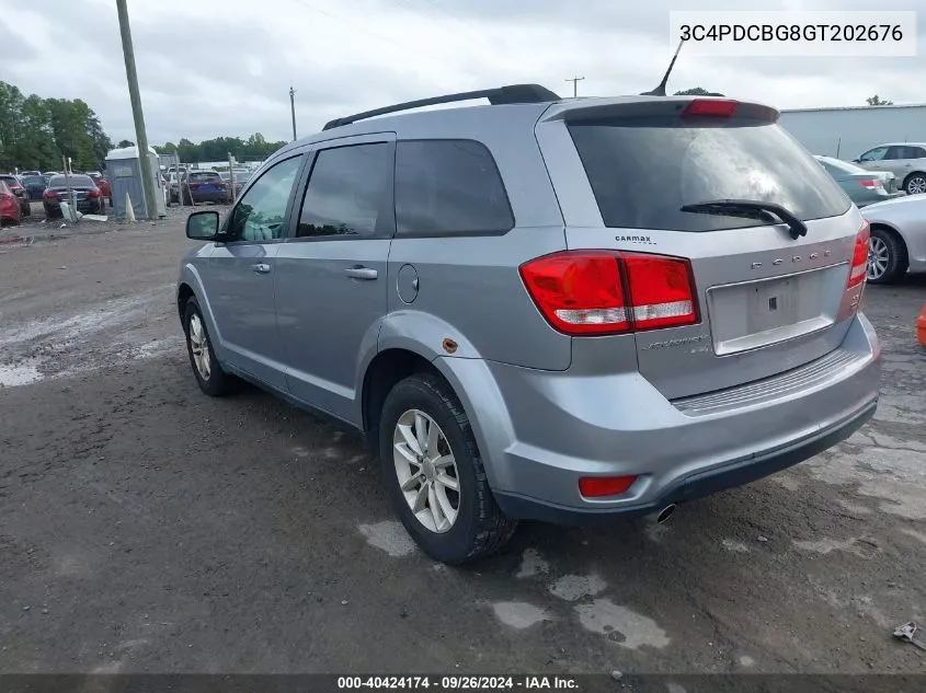 2016 Dodge Journey Sxt VIN: 3C4PDCBG8GT202676 Lot: 40424174