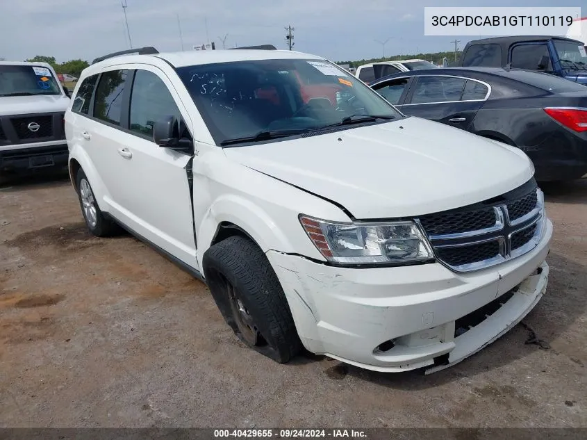 2016 Dodge Journey Se VIN: 3C4PDCAB1GT110119 Lot: 40429655