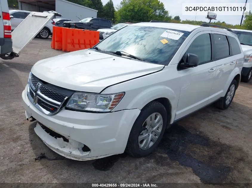 2016 Dodge Journey Se VIN: 3C4PDCAB1GT110119 Lot: 40429655