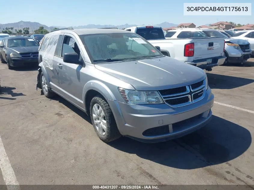 2016 Dodge Journey Se VIN: 3C4PDCAB4GT175613 Lot: 40431207