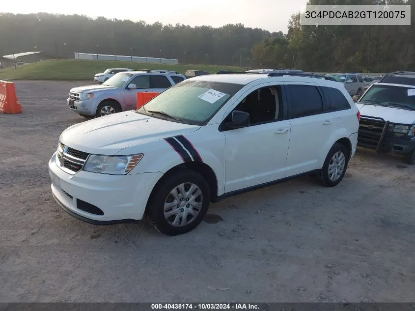 2016 Dodge Journey Se VIN: 3C4PDCAB2GT120075 Lot: 40438174