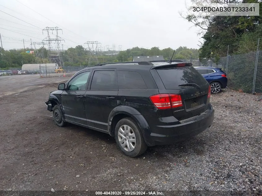 2016 Dodge Journey Se VIN: 3C4PDCAB3GT233341 Lot: 40439320