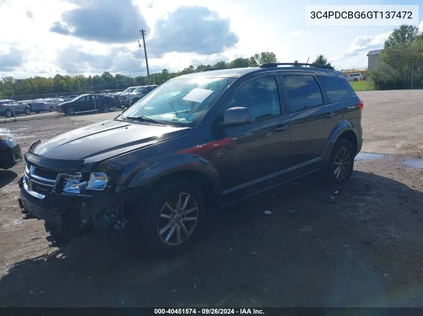 2016 Dodge Journey Sxt VIN: 3C4PDCBG6GT137472 Lot: 40451574