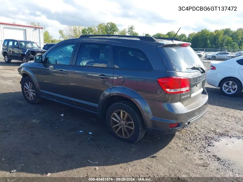 2016 Dodge Journey Sxt VIN: 3C4PDCBG6GT137472 Lot: 40451574