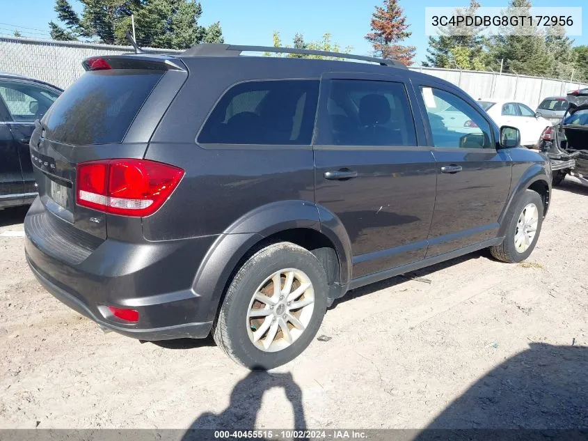 2016 Dodge Journey Sxt VIN: 3C4PDDBG8GT172956 Lot: 40455515