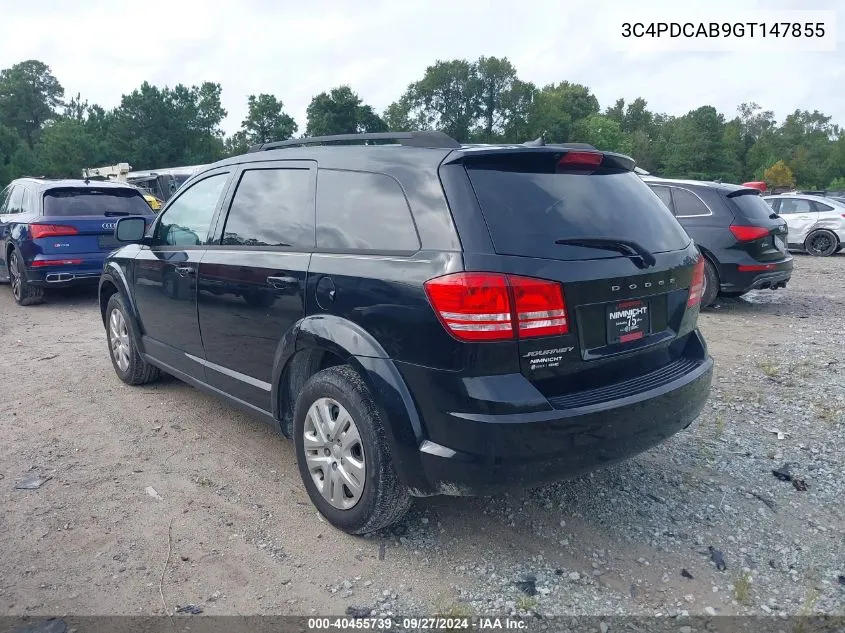 2016 Dodge Journey Se VIN: 3C4PDCAB9GT147855 Lot: 40455739