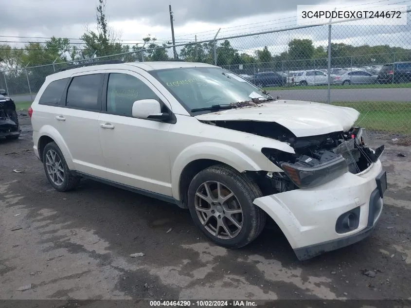 2016 Dodge Journey R/T VIN: 3C4PDDEGXGT244672 Lot: 40464290