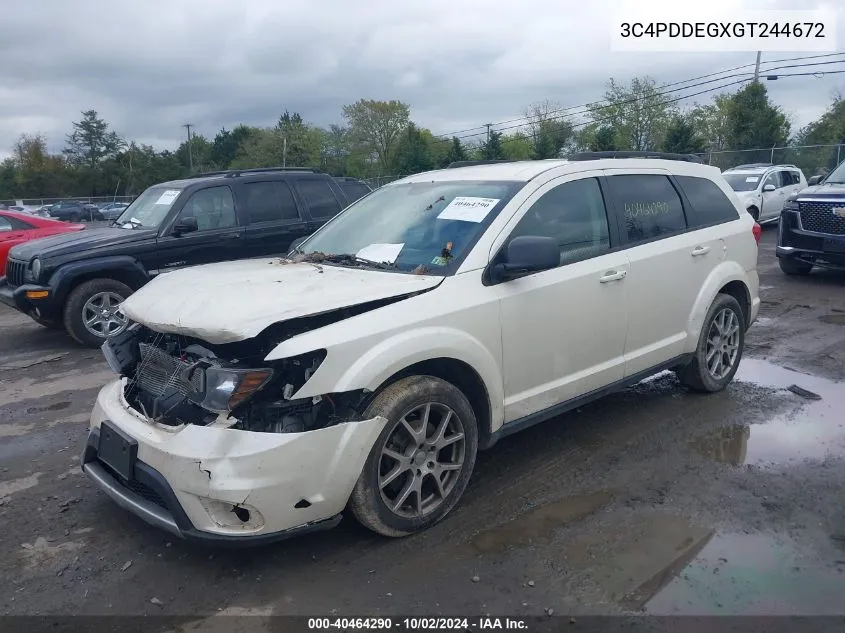 2016 Dodge Journey R/T VIN: 3C4PDDEGXGT244672 Lot: 40464290