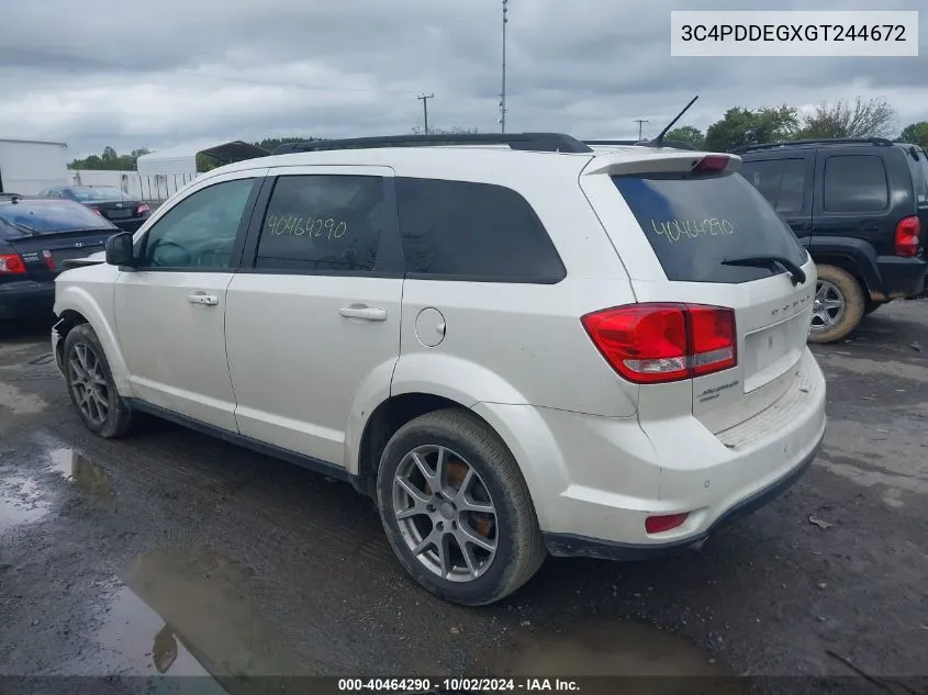 2016 Dodge Journey R/T VIN: 3C4PDDEGXGT244672 Lot: 40464290