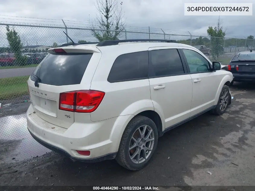 2016 Dodge Journey R/T VIN: 3C4PDDEGXGT244672 Lot: 40464290