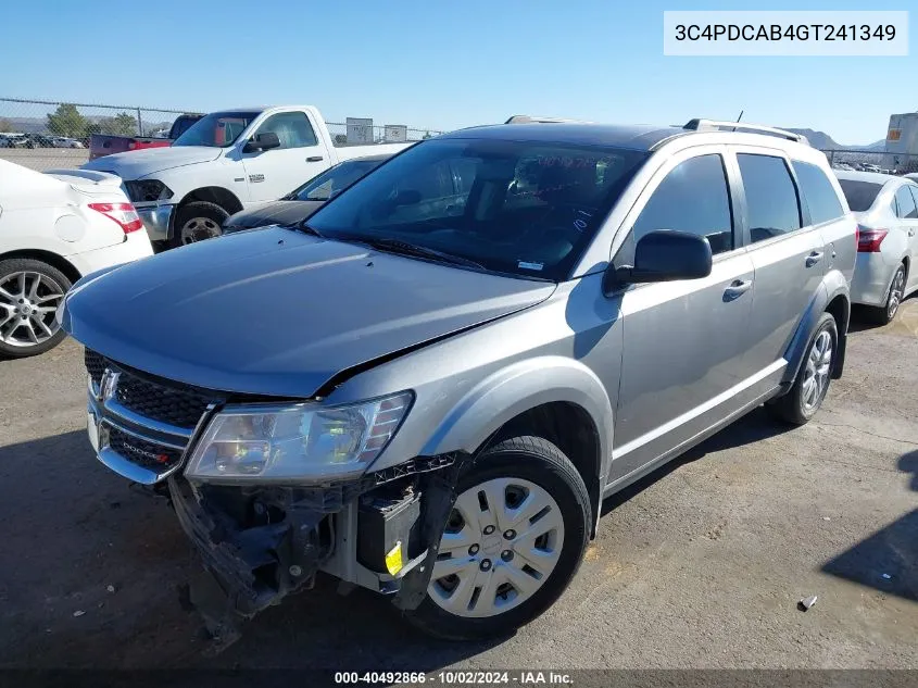 2016 Dodge Journey Se VIN: 3C4PDCAB4GT241349 Lot: 40492866