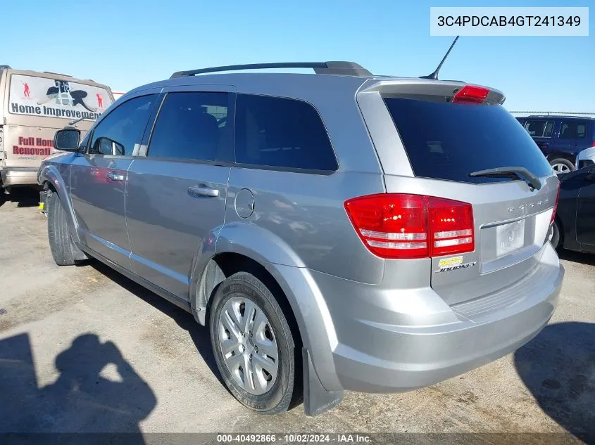 2016 Dodge Journey Se VIN: 3C4PDCAB4GT241349 Lot: 40492866