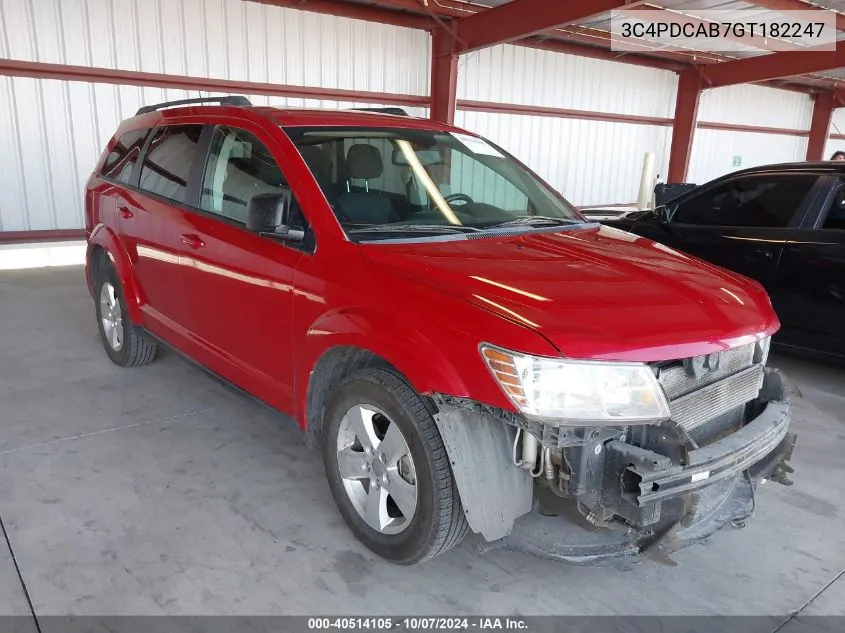 2016 Dodge Journey Se VIN: 3C4PDCAB7GT182247 Lot: 40514105