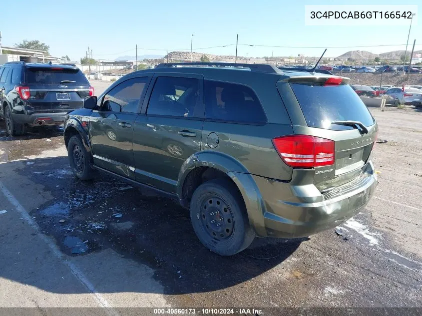 2016 Dodge Journey Se VIN: 3C4PDCAB6GT166542 Lot: 40560173