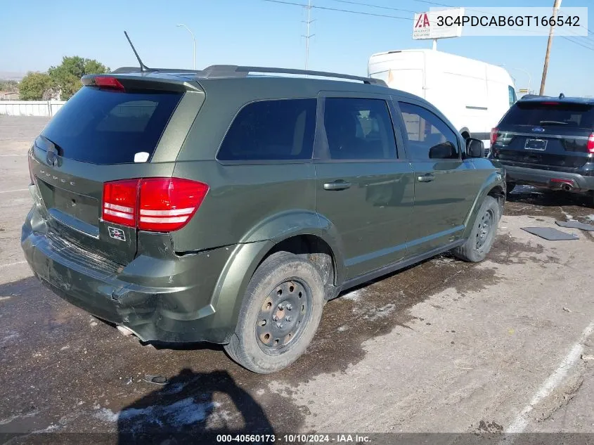 2016 Dodge Journey Se VIN: 3C4PDCAB6GT166542 Lot: 40560173