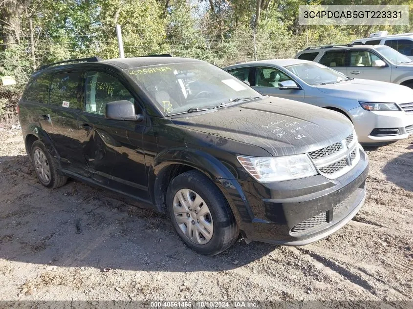 2016 Dodge Journey Se VIN: 3C4PDCAB5GT223331 Lot: 40561465