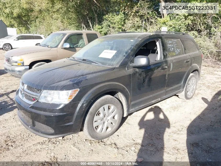 2016 Dodge Journey Se VIN: 3C4PDCAB5GT223331 Lot: 40561465