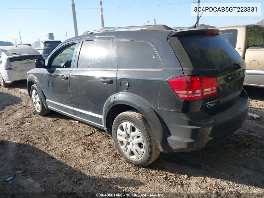 2016 Dodge Journey Se VIN: 3C4PDCAB5GT223331 Lot: 40561465