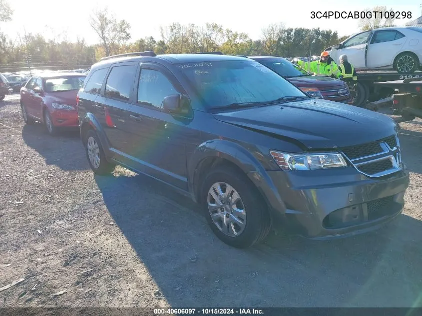 2016 Dodge Journey Se VIN: 3C4PDCAB0GT109298 Lot: 40606097