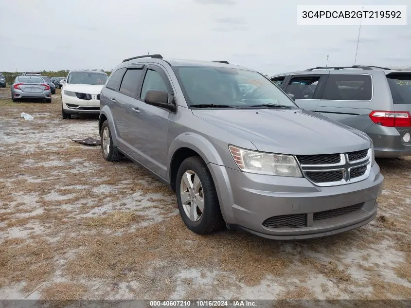 2016 Dodge Journey Se VIN: 3C4PDCAB2GT219592 Lot: 40607210