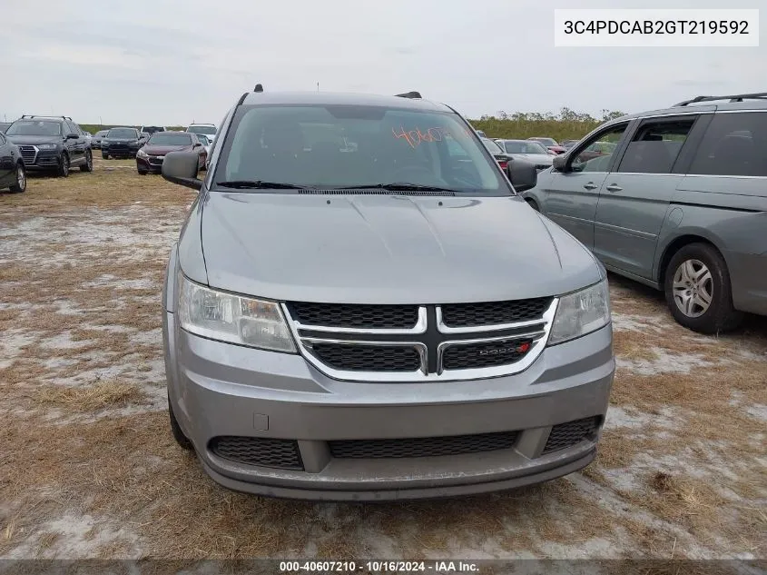 2016 Dodge Journey Se VIN: 3C4PDCAB2GT219592 Lot: 40607210